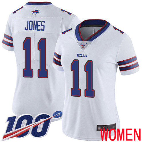 Women Buffalo Bills #11 Zay Jones White Vapor Untouchable Limited Player 100th Season NFL Jersey->youth nfl jersey->Youth Jersey